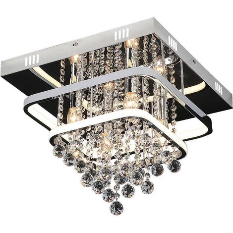 Plafonnier cristal LED 36W dimmable chrome 40cm Pallas (1/4)