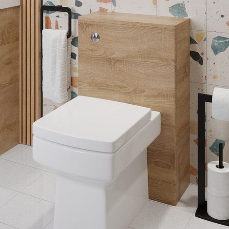 Bathroom WC Back to Wall Toilet Unit Only Furniture Unit 500 x 217mm Wood Effect