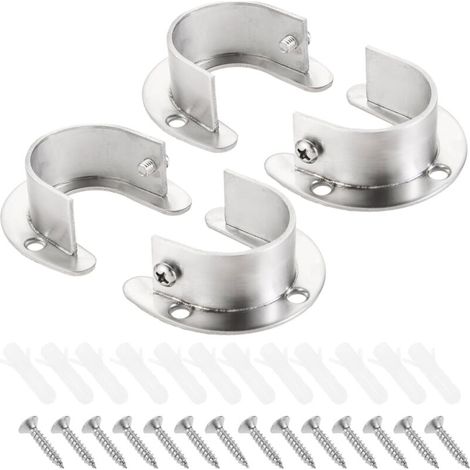 Lot de 4 supports tringle rideau 32 mm acier inoxydable salle de bain cuisine (1/4)