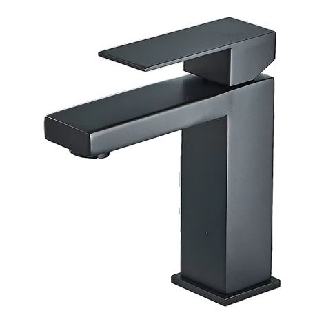Robinet de lavabo de salle de bain, noir mat, montage sur plan (1/2)