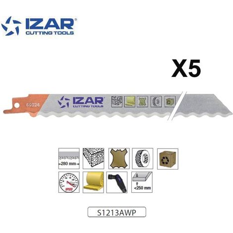 Lame scie sabre Izar S1213AWP (x5) ondulée cutter 300 mm