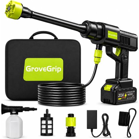 Nettoyeur Haute Pression sans Fil 60 Bar Batterie 4000mAh avec écran LCD, 10 niveaux de pression, buse 6-en-1 pour voiture, terrasse et jardin (1/5)