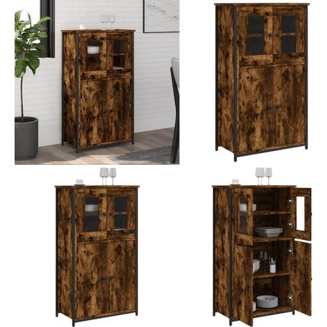 Buffet haut chêne fumé 62x32x106,5 cm bois d'ingénierie - Buffet Design Moderne - Meuble Rangement - Armoire Cuisine - Commode Salon - Étagère Murale - Home & Living