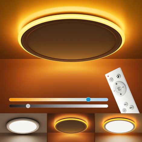 LED ceiling light with remote control, color temperature 2000K, 3000K-6500K, 24W, ultra-thin wired lighting. (1/4)
