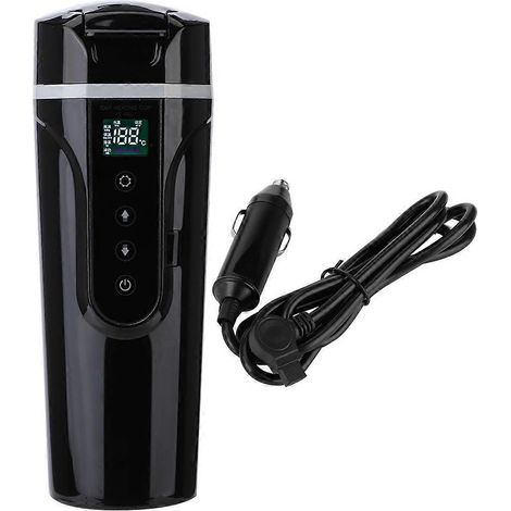 Elektrischer 12-V-Wasserkocher für Auto und Zuhause, mit temperaturregulierbarer Heiztasse, Zigarettenanzünderstecker und tragbarem Heißwasserbecher mit Doppelfunktion (1/5)