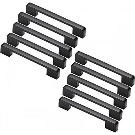 10pcs poignée meuble entraxe 128m-poignée porte cuisine noire poignee barre meuble poignee de cuisine noire (1/5)