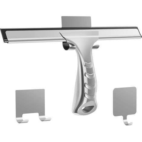 Tergivetro per doccia, tergivetro per finestre, tergivetro in acciaio inox, tergivetro multifunzionale con gancio quadrato, adatto per bagno, cucina, specchi, auto, finestre (1/5)