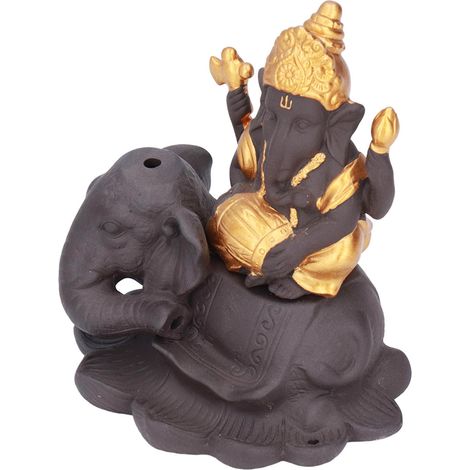 Brûleur d'encens en forme de siège de lotus en forme d'éléphant, statue de Ganesh, ornement (1/5)