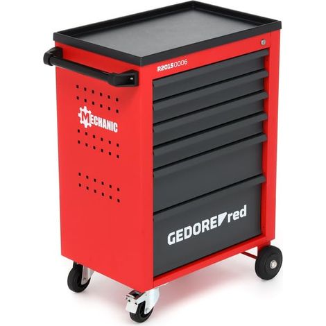 GEDORE Red Carrello da Officina Vuoto, MECHANIC, Carrello Portautensili Vuoto con 6 Cassetti, Carrello in Lamiera di Acciaio, con Serratura R20150006 (1/5)