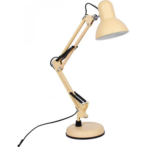 BEL AIR HOME - Lampe de bureau LED Lampe de bureau articulée LED Anti-éblouissement Vintage Retro Design Hauteur réglable 34-67 cm Métal robuste Ideal pour le bureau et la maison, (MATTE YELLOW) (1/3)