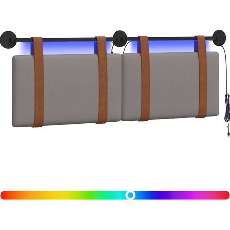 Hanging Headboard with LED Light Taupe Antique PU vidaXL