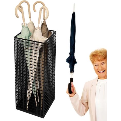 Support de rangement pour parapluie : seau à parapluie de grande capacité avec porte-parapluies résistant à la rouille, idéal pour les portes et ranger efficacement les cannes et les paraplu (1/5)