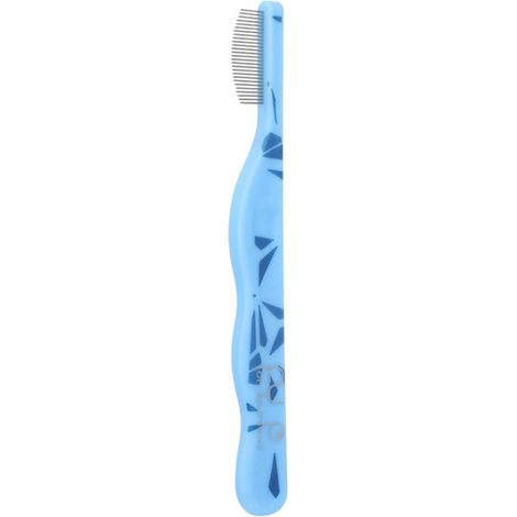 Peigne oculaire pour chiens et chats, design incurvé, dents fines en métal, anti-stress, anti-taches de larmes, outil de toilettage bleu, taille unique. (1/5)