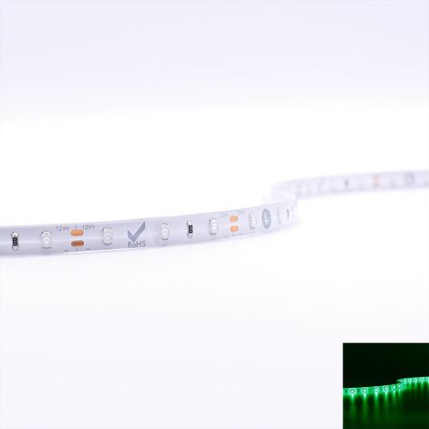 Strip 12V LED Streifen 5M 4,8W/m 60LED/m 8mm - Lichtfarbe: Grün - Schutzart: IP65 (1/5)