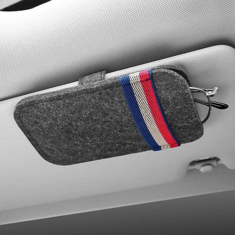 Étui de rangement pour lunettes de soleil de voiture avec clip, étui à lunettes pour pare-soleil, support à lunettes pour voiture, accessoire universel pour voiture, fourgonnette, SUV (Gris) (1/5)