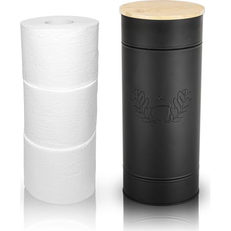 Rangement de papier toilette [Noir - Métal] Accessoire décoratif pour salle de bain et toilettes d'invités - Rangement de papier toilette de style vintage moderne - Rangement de (1/5)