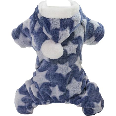 Vêtements polaires pour chien, motif étoile, 4 pattes, corail, chiot, sweat à capuche pour automne et hiver, bleu XL (1/5)