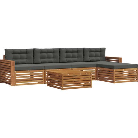 Conjunto de sofás de exterior 6 uds. Natural y Antracita vidaXL (1/5)