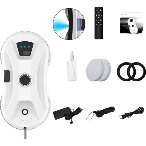 Robot de nettoyage de fenêtres, pulvérisation d'eau ultrasonique, aspiration puissante, Style A