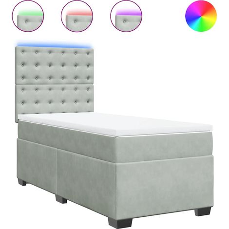 Maison Exclusive - Cama box spring con colchón terciopelo gris cl (1/5)