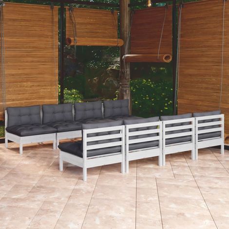 vidaXL Salon de jardin 9 pcs avec coussins bois de pin massif (1/5)