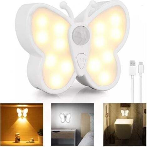 Lampe de Nuit avec Détecteur de Mouvement Applique Murale Rechargeable USB Portable Veilleuse Sans Fil Lampe Mural Dimmable pour Couloir Cuisine Escalier Armoire Éclairage mural [Classe énergétique E] (1/4)