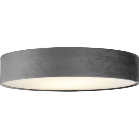 Searchlight Drum Pleat 3 Lumières Velvet Flush, Abat-jour Gris (1/4)