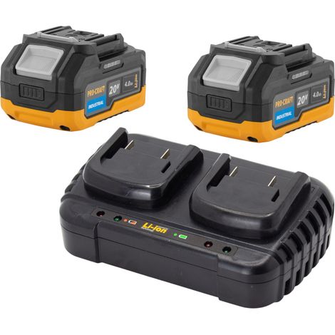 Caricabatterie doppio Procraft 20/2 20 V per batterie agli ioni di litio 2 A