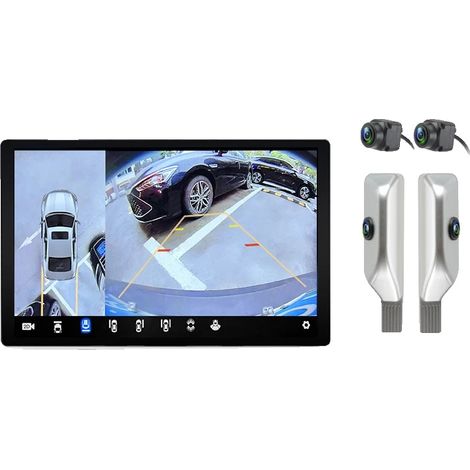 Radio de voiture, support de vue à 360 degrés, compatibilité double smartphone, V9 Plus 11,5 pouces (6 Go 128 Go) + caméra 360° (blanc) (1/2)