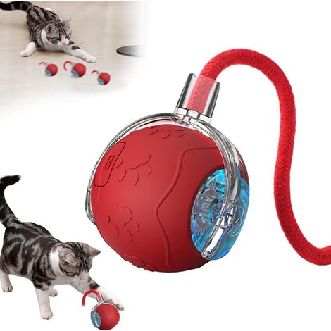 (Red) Jeux pour Chat,Jouet Chat Interactif, Boule électrique Automatique Rechargeable pour Chats Chien, Jouet C Hat Qui Bouge Seul, Balle Interactive (1/5)