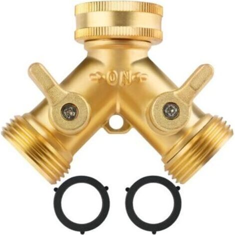 Doppio rubinetto per lavatrice connettore a Y 3/4" a 2 vie tubo da giardino con tubo di by-pass refrigerante indipendente, orto, al di fuori (1/5)