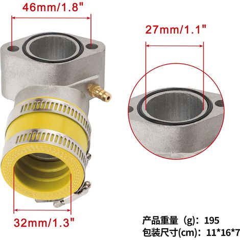 Yellow GY6 150CC Modified Intake Manifold for ATV Off-Road Vehicles and Go-Karts (Horizontal Engine) (1/4)