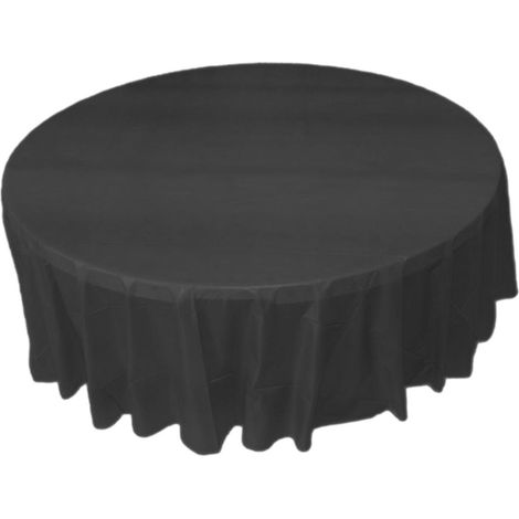 Nappes Jetables Rondes De Nappe De Mariage Noir De Fête D'anniversaire (1/5)