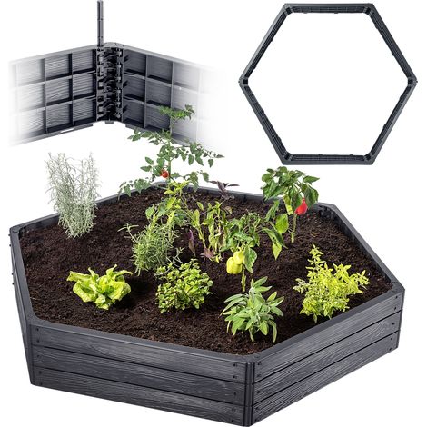 KADAX Gartenbeet, Hochbeet, Pflanzenbeet zum Anbau, Fünfeck, Anthrazit (1/5)