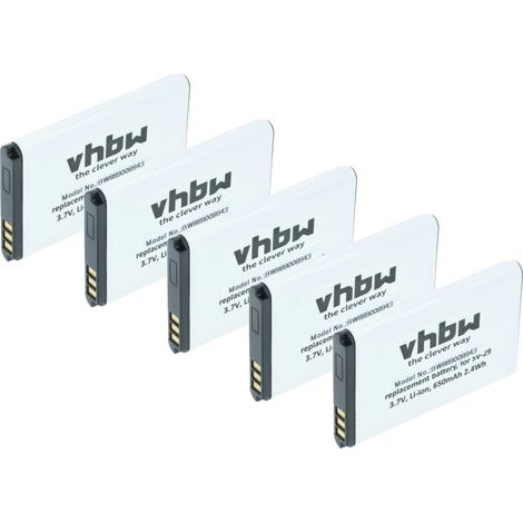 vhbw 5x Akku kompatibel mit Albrecht Tectalk Outdoor, TelMe Tourist Guide Handy Smartphone Telefon (650 mAh, 3,7 V, Li-Ion) (1/5)