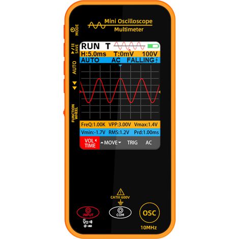 Multimètre numérique 2-en-1 avec oscilloscope, haute précision, résistance/tension/capacité/Hz/continuité (noir) (1/5)