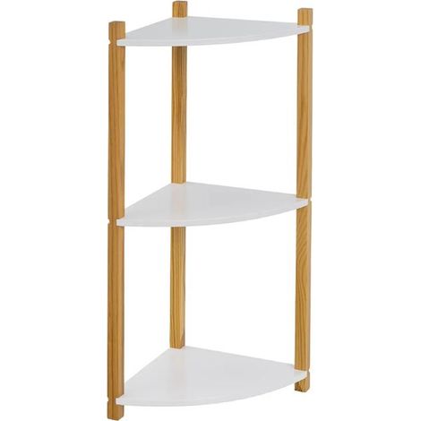 Bibliothèque - JUANIO - Étagère d'angle 3 niveaux - Blanc - 30x30x76 cm - MDF laqué (1/5)