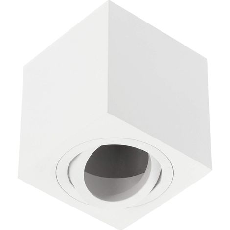 Plafonnier en aluminium, 80 x 80 x 85 mm, IP20, max. 20 W, carré, blanc.