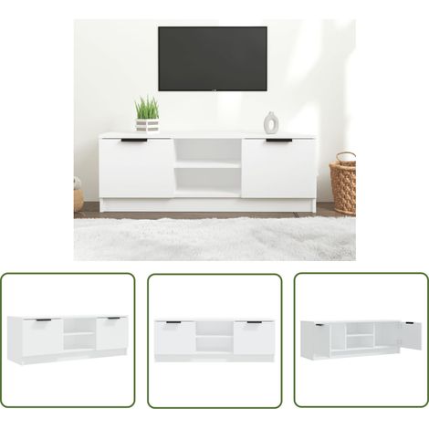 The Living Store Meuble TV Blanc 102x35x36,5 cm Bois d'ingénierie - Meubles Tv - Meuble Tv - Support Tv - Unité Tv - Meuble Blanc (1/5)