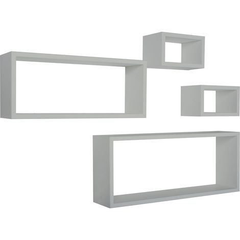 Mensola da parete scaffale cubo set 4 pezzi grigio salotto camera soggiorno moderno Merlino (1/4)