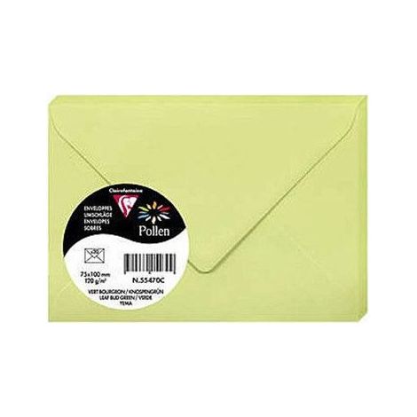 Enveloppe - CLAIREFONTAINE - Pollen - 120g - 75x100mm - Vert bourgeon - Pqt 20