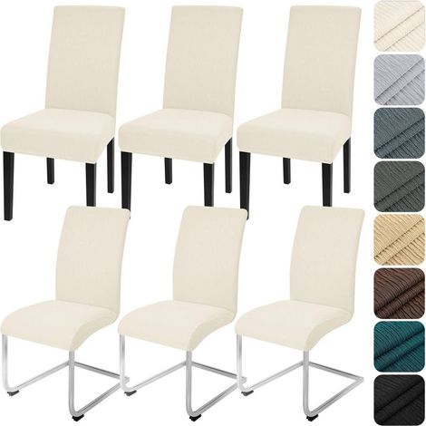 Stuhlhussen 6er Set für Esszimmerstühle, Universal Stretch, Waschbar, Beige (1/5)