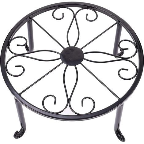 1 x support de plantes en fer forgé, support de pots de fleurs en fer forgé, décoration de balcon intérieur et extérieur, taille : 2412(LH)cm - noir (1/3)