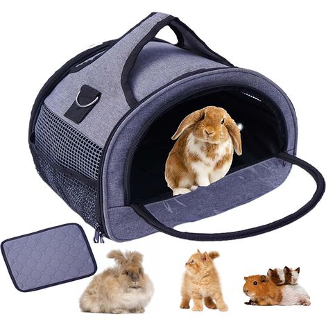 1 Sac de transport pour petits animaux, poignée renforcée, coussin étanche, bandoulière réglable, pour lapins, cochons d'Inde (1/5)
