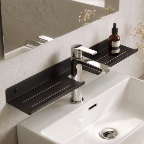 Mai & Mai Étagère Murale en Acier Carbone pour Robinet Support Rangement au Mur Étagère Lavabo Évier à Poser pour Salle de Bain Cuisine Gris Foncé 600×100×50 MM Reglo-17