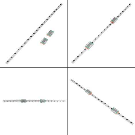 1 rail de guidage linéaire miniature LML9B de 400 mm de long et 9 mm de large, 2 blocs de glissement (1/5)