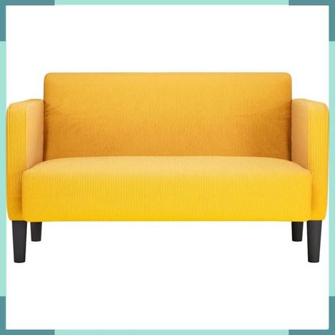 Canapé causeuse - 4100528 - Jaune clair - Tissu velours côtelé - 2 places (1/5)