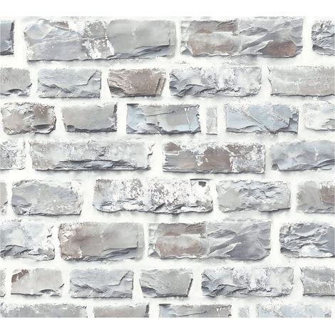 Empapelado aspecto piedra azulejos Profhome 361403 papel pintado no tejido liso con dibujo naturaleza mate gris bronce 5,33 m2 (1/5)