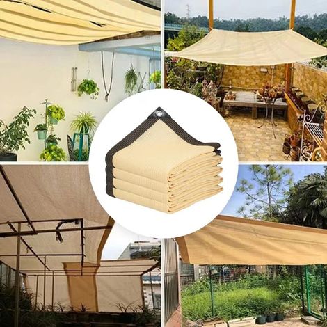 Filet anti-soleil HDPE 3x4m, beige, protection solaire et ombre pour jardin et terrasse (1/5)