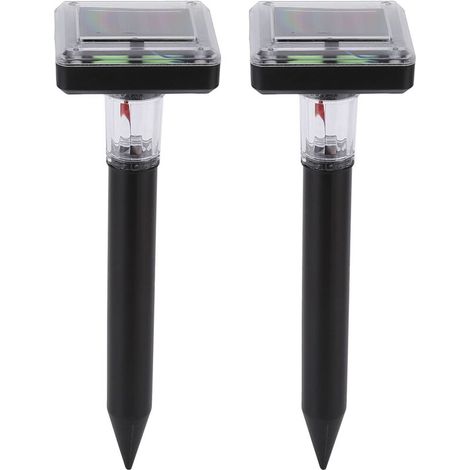 2Pcs Mole Repellent LED Ultrasonic Solar Powered Safe Portable Sturdy Durable Vole Repeller for Hotel Villa Garden